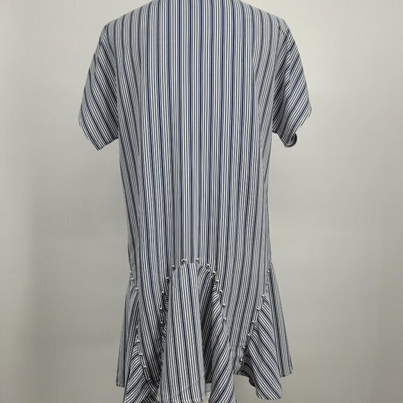 Bar III  Striped Stud Embellished Flounce-Hem Dress - Picture 3 of 8